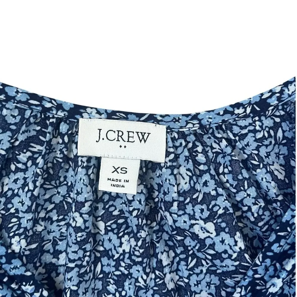 J. Crew Printed Ruffle Peasant Top Boho Lightweight Relaxed Preppy Cottage XS